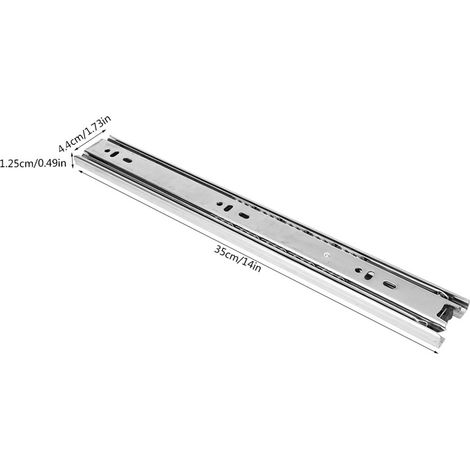 1 paire de glissières télescopiques à billes en acier laminé à froid de 14 pouces (35,6 cm), à 3 sections, blanches (1/5)