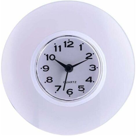 Heaveant Orologio da parete, Orologio da doccia per bagno, Mini orologio da doccia impermeabile con grande ventosa per camera da letto, cucina, bagno, soggiorno (bianco)