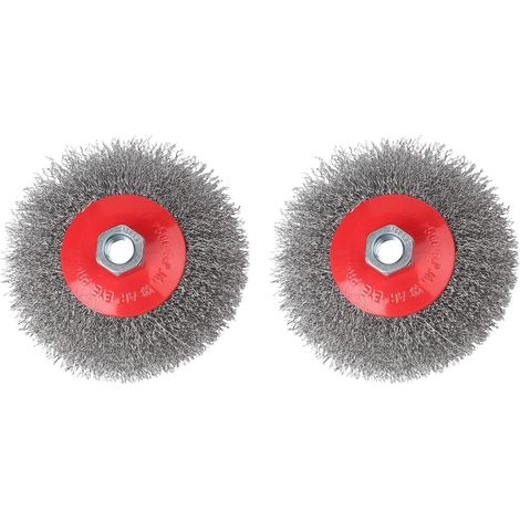 Set mit 2 Drahtbürsten 115 mm - Gedrehter Stahl - M14 Gewinde - Rostentfernung und Abisolierung - Für Winkelschleifer (1/5)