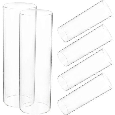 Vases en verre transparent, adaptés aux bougeoirs flottants, ensemble hydroponique cylindrique de 6 pièces (1/5)