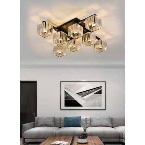 TrAdE Shop Traesio - Plafoniera Lampadario Da Soffitto Design Moderno Con 8 Cubi E27 Cristallo C28-8 - (1/2)