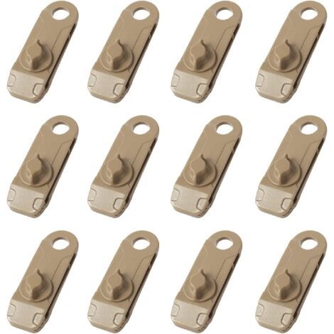 Clips de Bâche 12 Pièces Pince de Sol Clips de Tente en Plastique en Forme de Crocodile pour Camping Auvent Activités de Plein Air (Marron, 8.5x2.6x2.8cm) (1/5)
