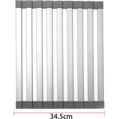 Ulisem Grand égouttoir à vaisselle enroulable, égouttoir à vaisselle enroulable, couvercle d'évier, accessoires d'évier de cuisine, égouttoir en aluminium enroulable, pliable, enroulable (48 × 34,5 cm (1/4)