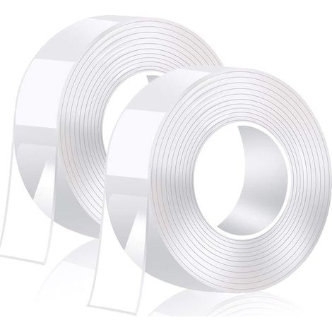 10 m de ruban adhésif double face transparent extra fort puissant, amovible, lavable et réutilisable pour tapis, maison, cuisine, voiture ou bureau (1/5)