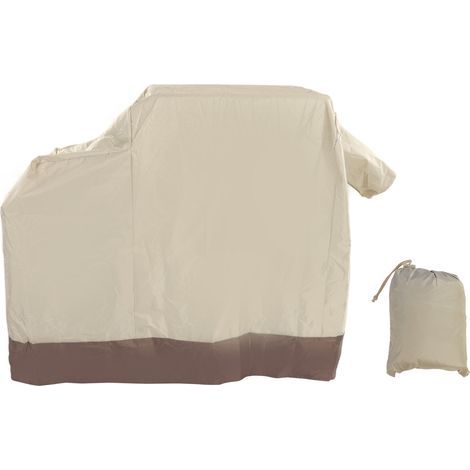 Couverture de gril 420D enduit d'argent Tissu Oxford Couverture de barbecue tanche à la poussière Couverture de gril de barbecue extérieur Beige Marron 104x68.5x124cm (1/5)
