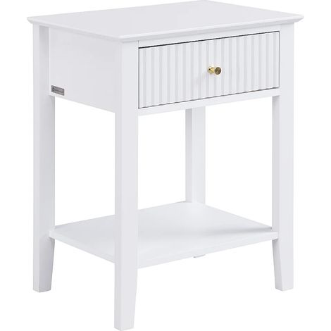 Comodino con 1 cassetto e 1 ripiano MDF Bianco - NARIVA (1/5)