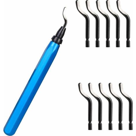 Ebavureur Outil D'ébavurage, Burr Remover avec 10 BS1010 Lames de Rechange Acier, 360 ° Rotatif Lames, PratiqueOutil pour Aluminium, l'impression 3D, Cuivre et Acier Métal, Plastique, PVC (1/5)
