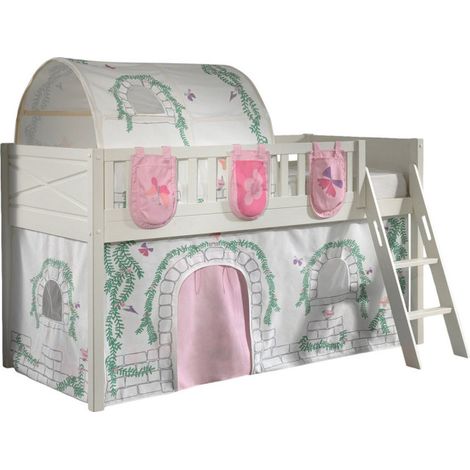 Lit Enfant Tente, Tunnel & 3 Pochettes "Scott Birdy" 90x200cm Blanc (1/5)