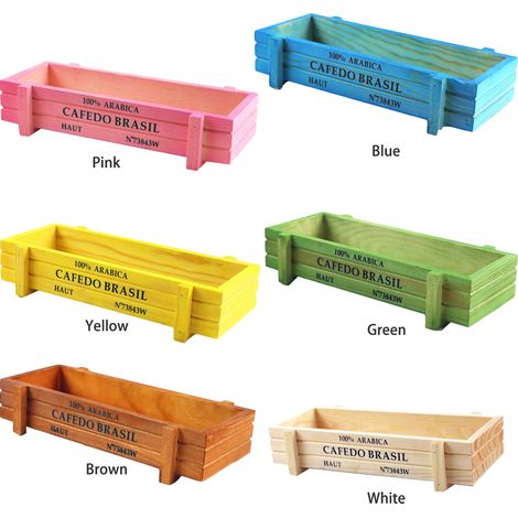 [Maceta] Caja de madera para flores, 80 g, disponible en 6 colores, dimensiones 22,5 x 9,5 x 4,5 cm, para suculentas y decoración. (1/5)