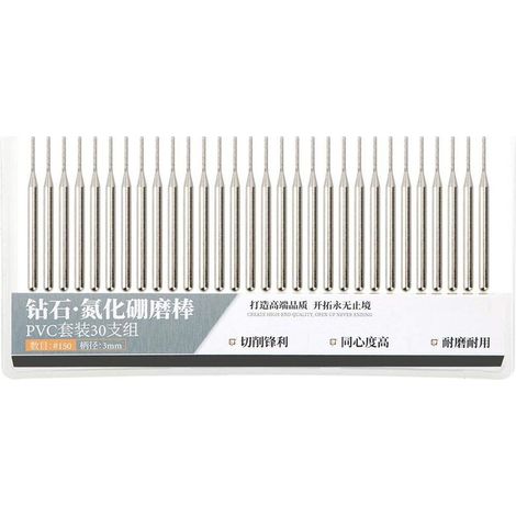 Lot 30 aiguilles meulage 1mm – émeri cylindrique tête plate – accessoires broyeur électrique – cadeau Noël/Nouvel An (1/5)