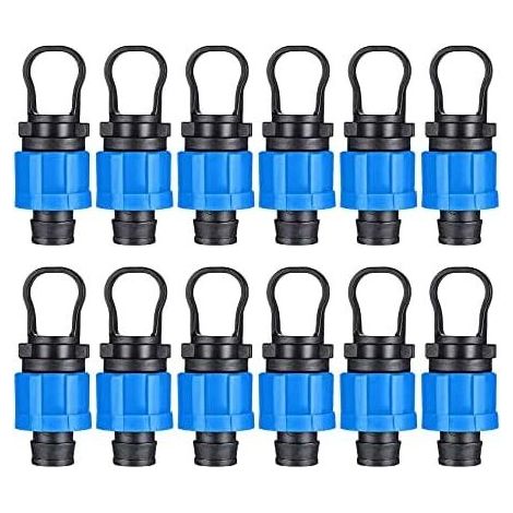 Confezione da 12 tappi terminali per irrigazione a goccia da 1/2" - Attacco universale - Adatto a nastri gocciolanti da 16-17 mm