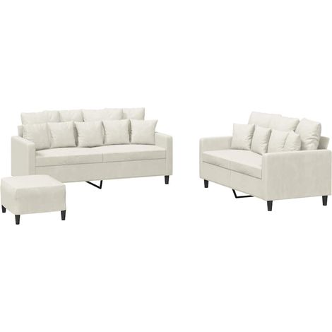 Maison Exclusive - Set di Divani 3 pz con Cuscini Crema in Velluto