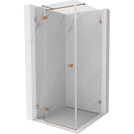 Mexen Lunar T cabina de ducha abatible izquierda 80 x 80 cm, transparente, cobre cepillado - 834T-080-080-65-00-L (1/5)
