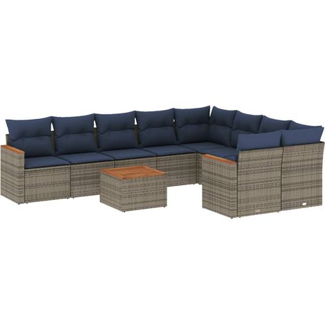 Maison Exclusive - 10-teiliges Gartensofa-Set mit Kissen, grau, P
