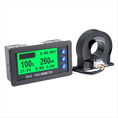 Digitaler LCD-Batterietester mit Hall- und Coulomb-Effekt (9-100 V DC): Amperemeter, Voltmeter, Spannungs- und Stromanzeige (50 A). (1/5)