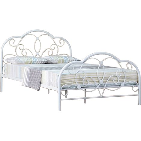 4ft Metal Bed Frame in White