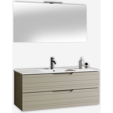 Mobile bagno sospeso con specchio e lavabo Solmira - Tortora