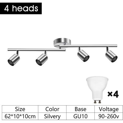 Plafonnier LED, spot sur rail, ampoule GU10 blanc chaud, éclairage optimal, décoration intérieure (couloir, chambre)