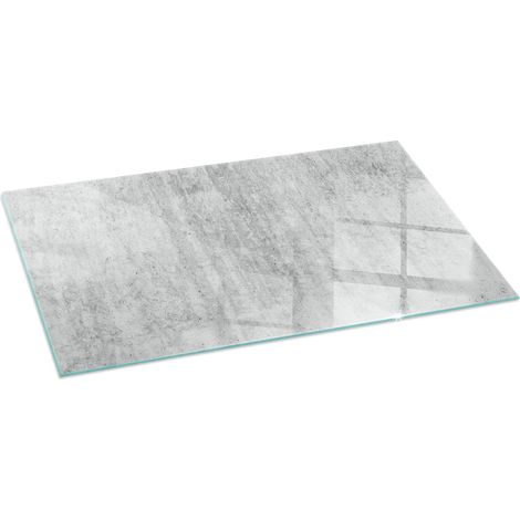 Grande Plaque de sol en verre trempé sous cheminée protection parquet et plancher Texture béton brut 140x70 cm (1/5)