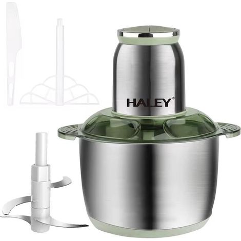 Hachoir électrique 1300 W, bol en acier inoxydable de 5 L, 4 lames en acier inoxydable, 2 vitesses, multifonctionnel pour viande, légumes, fruits, noix, système de sécurité, grande capacité, hachoir d (1/5)
