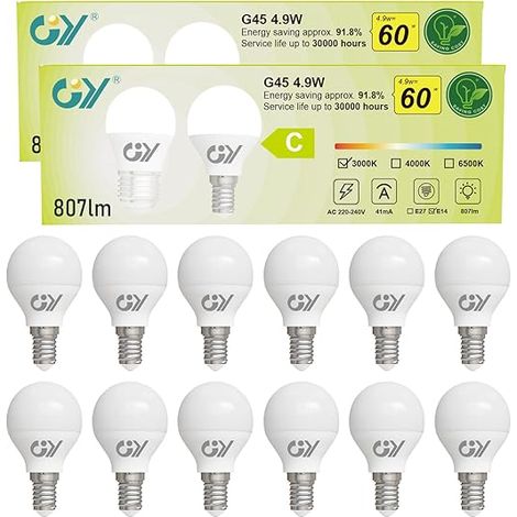 Ampoule LED E14 4,9W 60W, 807 Lumens 3000K Blanc Chaud,G45 Led Non-Dimmable (1/5)