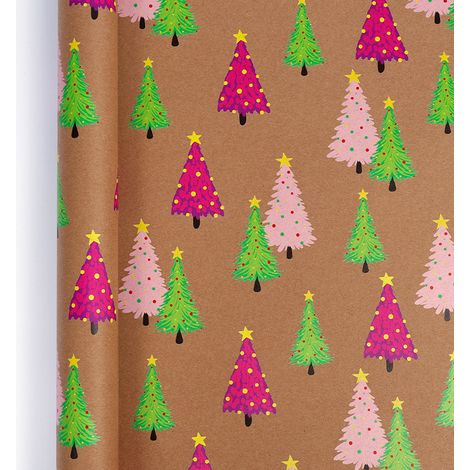 Papier kraft d'emballage de Noël (0,43 x 10 mètres), style rétro, papier cadeau pour les fêtes de Noël