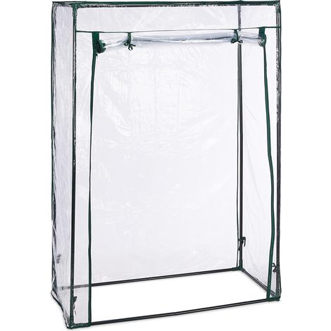 Serre de jardin ou de balcon, couverture en PVC, hauteur x largeur x profondeur : 150 x 100 x 50 cm, transparente, cadre en acier non inclus. (1/5)