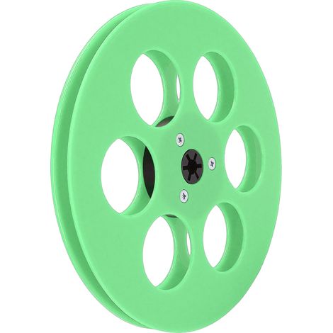Bobine de bande vide 1/4" (7 pouces) compatible avec les magnétophones à bobines ReVox et Studer. Bobine réceptrice à 6 trous. Pièce de rechange pour machine d'ouverture de moyeu NAB (vert). (1/5)