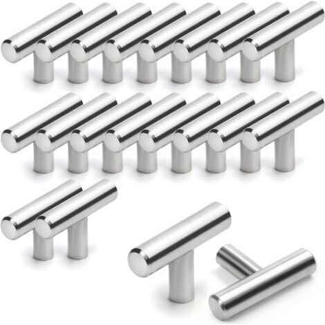 Pack of 20 Kitchen Cabinet Handles, 50mm Stainless Steel T-Bar Furniture Handles, Drawer Bar, for Cabinets, Doors, Furniture, Bathroom, Bedrooms & Wardrobes (1/5)