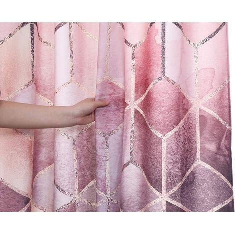 Tenda da doccia in tessuto effetto marmo rosa 180x180 cm, moderna tenda da doccia con griglia geometrica in rosa e grigio, tende da bagno lavabili (1/3)