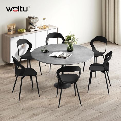 WOLTU Juego de 6 sillas de comedor, cocina y salón de PP y metal, negro (1/5)