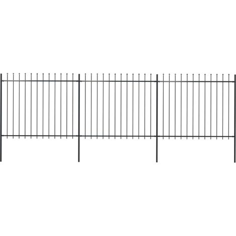 vidaXL Recinzione da Giardino con Punta a Lancia in Acciaio 537x150 cm Nero (1/5)