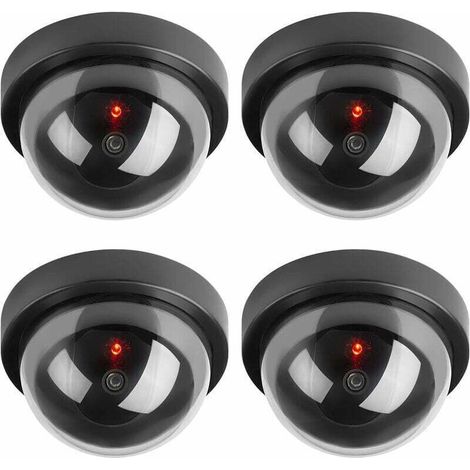 Ulisem Caméras factices, fausse caméra dôme de sécurité CCTV avec lumière LED clignotante pour entreprise, magasin, maison, intérieur et extérieur (lot de 4)