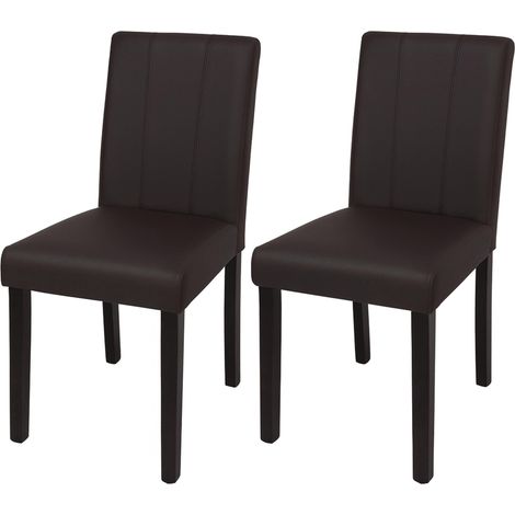 Set di 2 sedie da pranzo HHG-299d, sedia da cucina imbottita con schienale, ecopelle, marrone