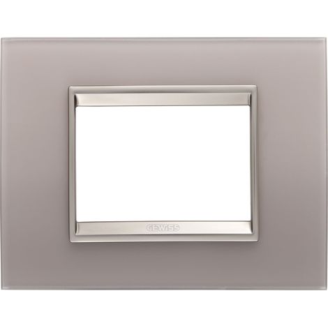 PLAQUE LUX RECT. 3P VERRE GRIS PERLÉ GEWISS GW16203GP