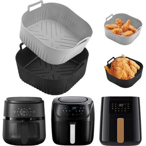 Lot de 2 Moules en Silicone pour Friteuse à Air, Accessoire Compatible 4L-5L, Résistant Chaleur 230°C, Lavable Lave-vaisselle