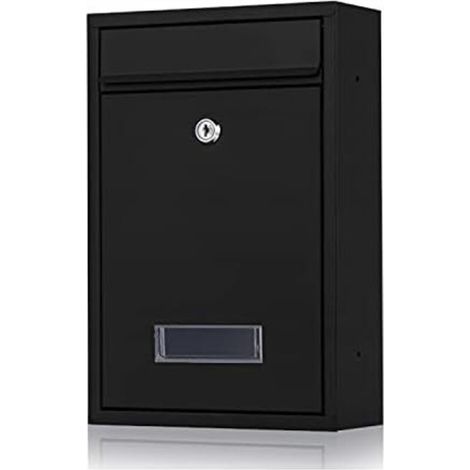 Boîte aux Lettres avec Plaque pour Nome en Acier Galvanisé avec Clé (Le Noir)