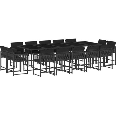 Maison Exclusive - 15-tlg. Garten-Essgruppe mit Kissen Schwarz Po (1/5)