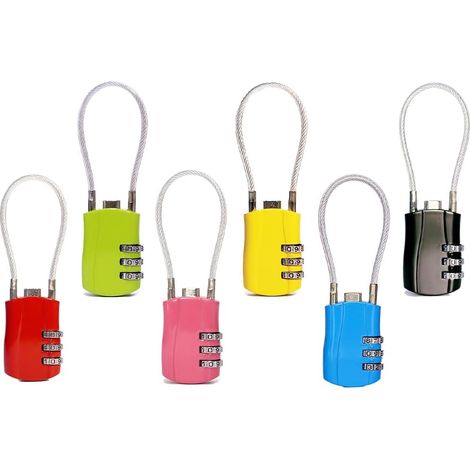 6 Pièces Cadenas Câble à Code, Cadenas pour Valise, Combinaison Cadenas à Bagages, Cadenas Code 3 Chiffres, Cadenas Valise, Mini Cadenas à Combinaison, Cadenas Code Valise,pour Valises,Armoires (1/5)