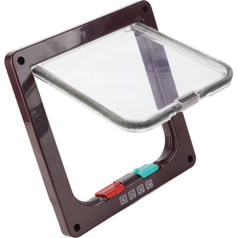Porte de sécurité pour chat avec clapet anti-retour, barrière en plastique pour petits animaux de compagnie, marron, taille S (1/5)