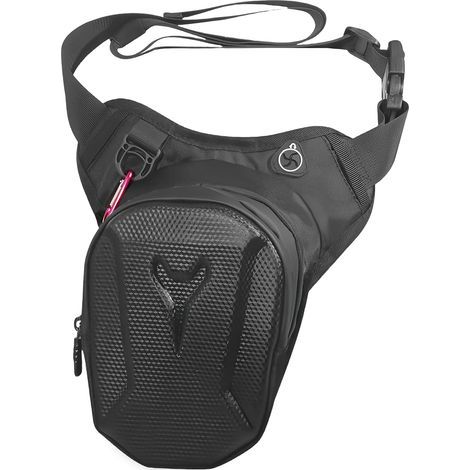 Marsupio e borsa da gamba 2 in 1, rigida e impermeabile con cintura regolabile per moto, equitazione, escursionismo - Nero (1/5)
