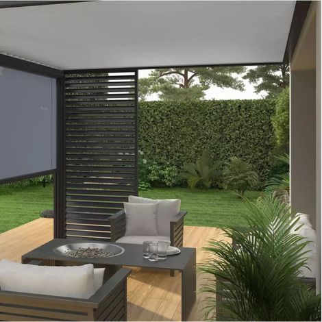 pergola bioclimatica addossata ombréa "vs" in alluminio bianco e antracite 397x304x257 cm