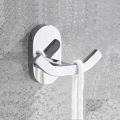 Gancho de pared para baño, gancho para toallas de cocina, colgador de cuadros, con tornillos, ganchos dobles para abrigos y batas, cromo pulido (1/4)