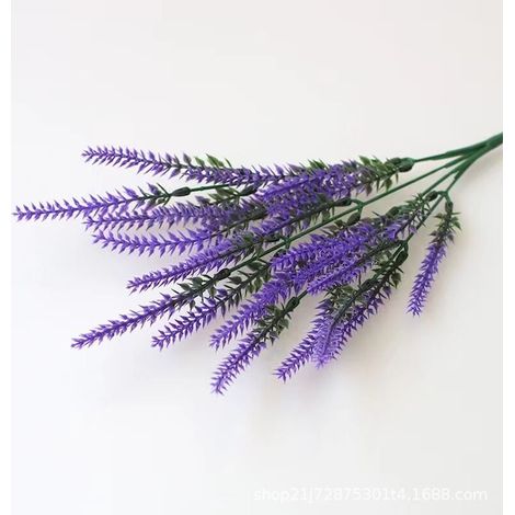 10 Lavandes en Plastique Réalistes - Fleurs Artificielles Anti-Décoloration pour Décoration Extérieur/Maison - Idéal pour Jardinières (1/3)
