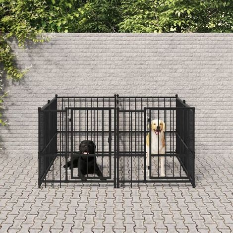 Cage d'extérieur pour chien, en acier, 3,75 mètres carrés