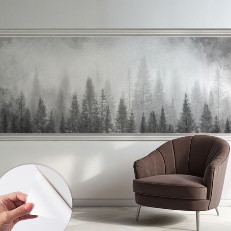 Papier peint adhésif autocollant pour salon chambre à coucher tendance et originale Brume forestière 250x104 cm (1/5)