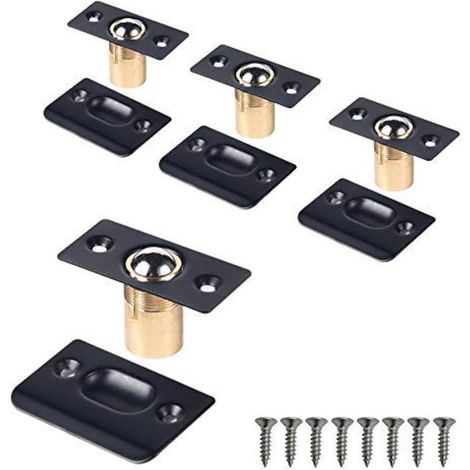 Türkugelverschluss, verstellbarer Kugelverschluss aus Edelstahl für Tür, Küchenschrank, Kleiderschrank, Tür, Schrank (4 Stück in Schwarz)
