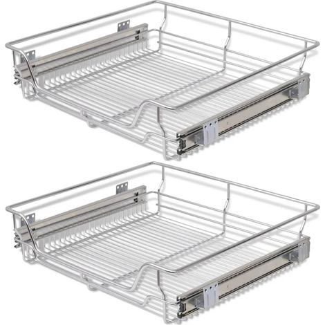 INLIFE Panier en treillis métallique 2 pcs 600 mm Argenté (1/5)