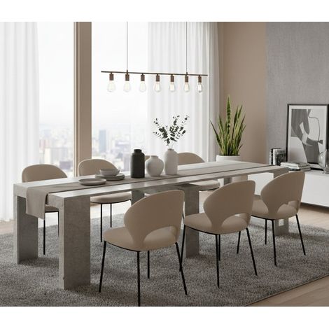 Consolle Allungabile - 12 Posti Allungabile, Grigio Cemento, -, 300x90x77h cm Puno
