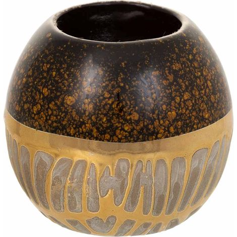 Portavelas de cerámica dorado 8x8x7,5 (1/5)